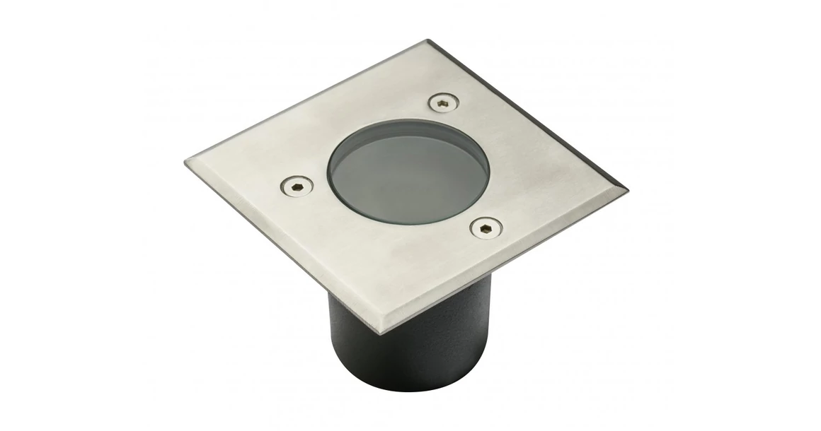 Kép 1/2 - Lámpa Kerti lámpatest ALFA-K-MINI, négyzet, GU10 (max. 10W), IP67, AC220-240V, 50/60Hz, inox