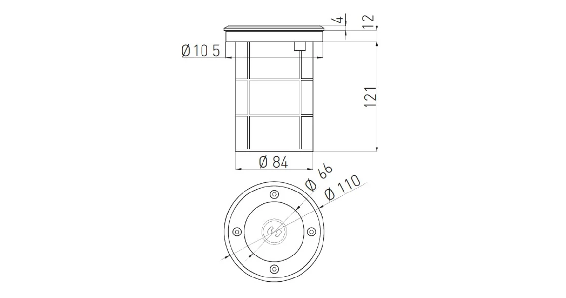 Kép 7/7 - Lámpa Kerti lámpatest ALFA-O, kör, GU10 (max. 50W), IP67,  AC220-240V, 50/60Hz, (13x11cm), inox