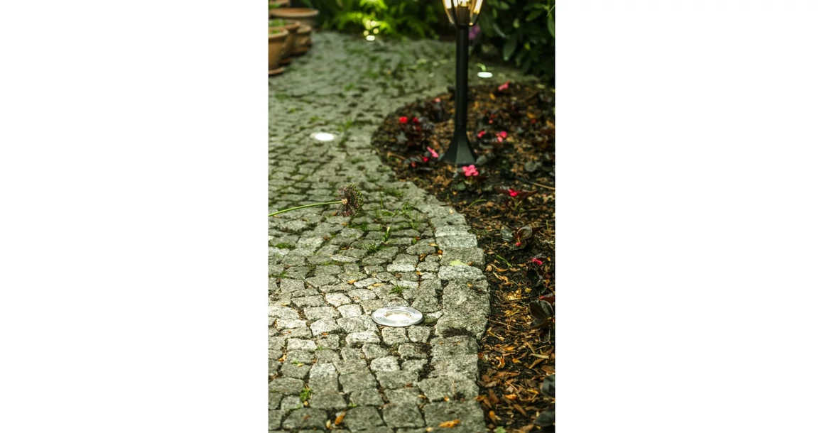 Kép 3/7 - Lámpa Kerti lámpatest ALFA-O, kör, GU10 (max. 50W), IP67,  AC220-240V, 50/60Hz, (13x11cm), inox