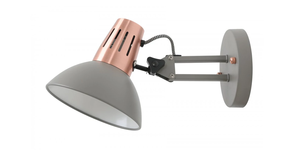 Kép 1/3 - Lámpa Fali lámpatest ARTEMIA, 2164 AC220-240V, 50/60Hz, 1*E27, max.40W, IP20, Átmérő 16,3cm, egyes, szürke