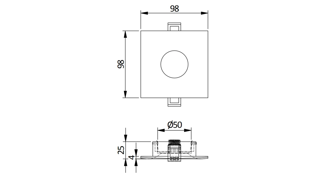 Kép 2/2 - Lámpa Mennyezeti lámpatest AURORA, IP20, négyzet, aluminium, fehér