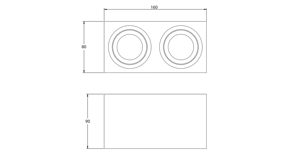 Kép 4/4 - Lámpa Mennyezeti lámpatest AVEIRO DUO BIS, max. 250V, 50/60Hz, 160x80x90mm, IP20, max 20W*2, négyzet, fehér