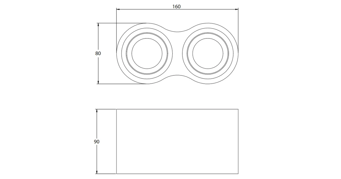 Kép 3/3 - Lámpa Mennyezeti lámpatest AVEIRO DUO BIS, max. 250V, 50/60Hz, 160x80x90mm, IP20, max 20W*2, kör, fehér