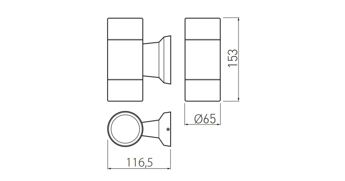 Kép 2/2 - Lámpa Fali lámpa BALEO MINI, 2 irányú, 2XGU10, 143*65*115, IP 54 (Ø63mm)