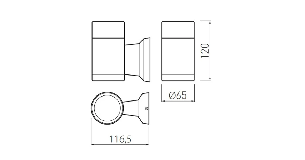 Kép 4/4 - Lámpa Fali lámpa BALEO, 1 irányú, E27, 190*105*175, IP 54 (Ø105mm)