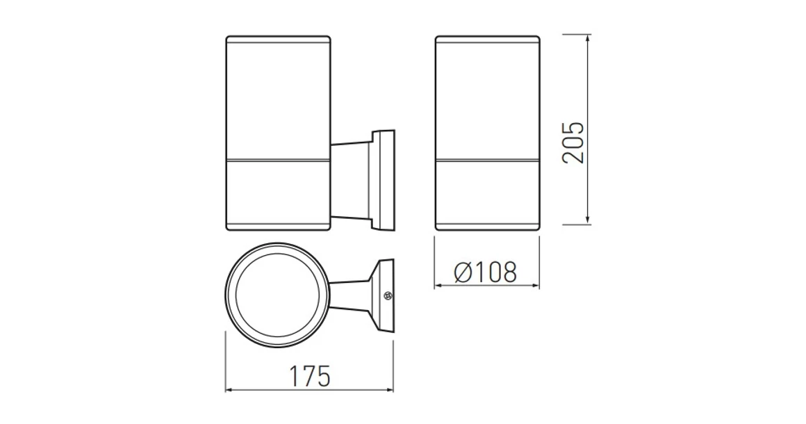Kép 3/3 - Lámpa Fali lámpa BALEO MINI, 1 irányú, GU10, 118*65*115, IP 54 (Ø63mm)