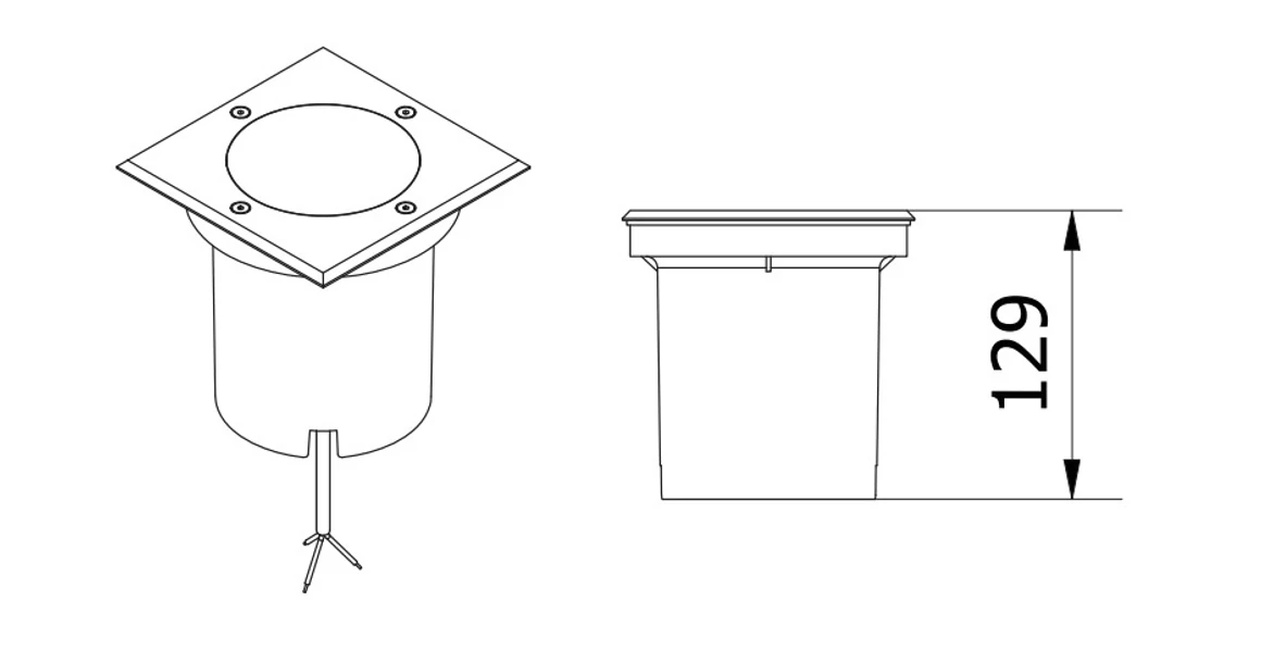 Kép 6/6 - Lámpa Kerti lámpatest BETA-K (négyzet), max.50 W, GU10, IP67, AC220-240V, 50/60Hz, inox
