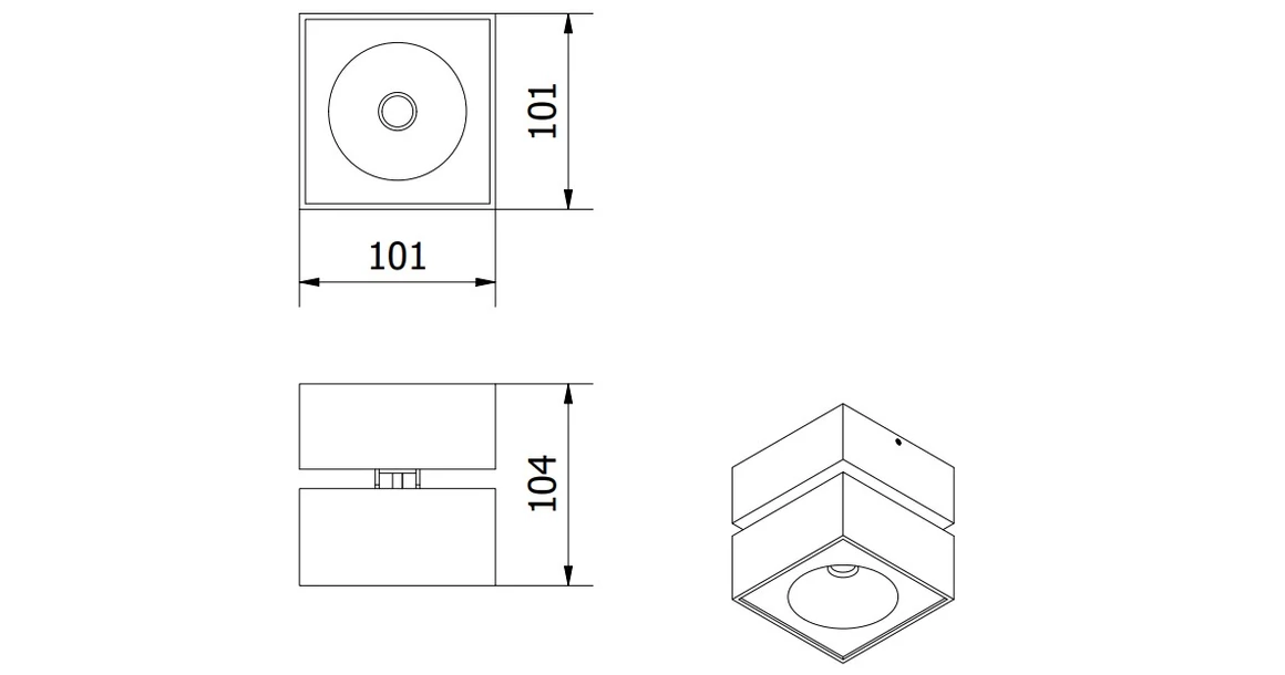 Kép 4/4 - Lámpa Mennyezeti BIANCO 15W 1500lm, AC220-240V, 50/60 Hz, PF>0,5, Ra≥80, IP20, IK06, 36°, 4000K, kocka, fehér