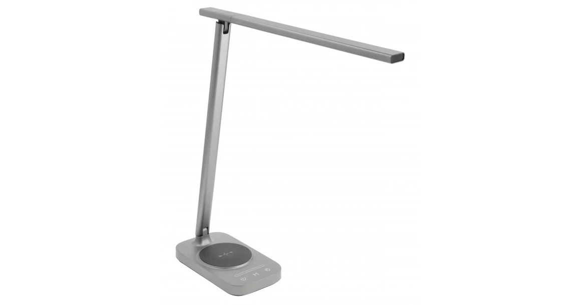 Kép 1/9 - Lámpa Asztali BRESSI 8W, 450lm, AC220-240V, 3-CCT, Wireless töltő, USB, PF>0,5, RA>80, szürke