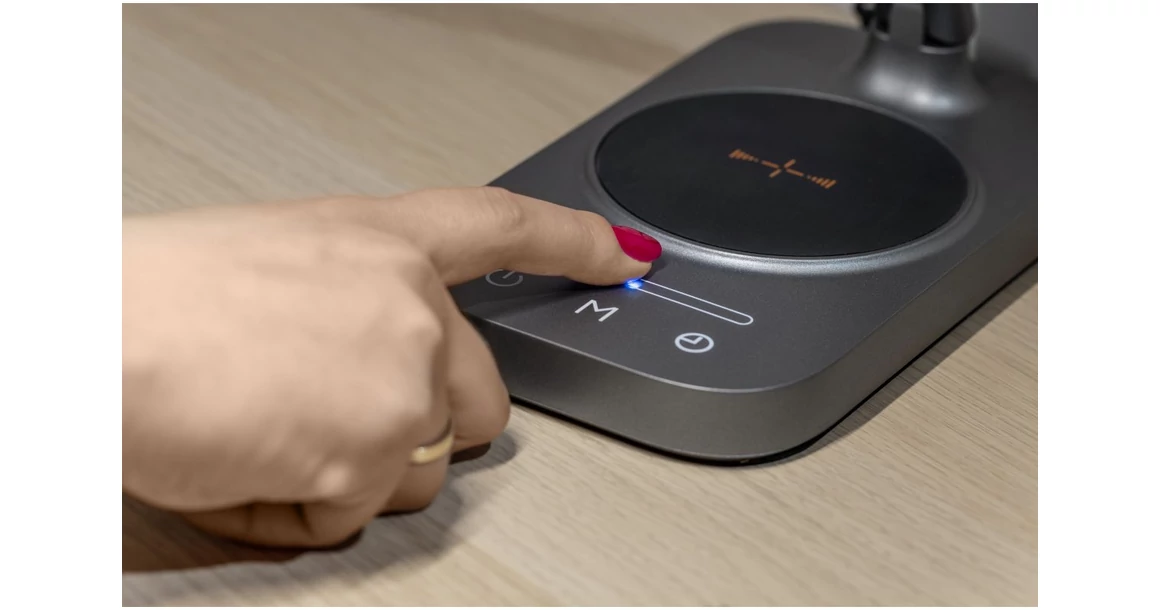 Kép 5/9 - Lámpa Asztali BRESSI 8W, 450lm, AC220-240V, 3-CCT, Wireless töltő, USB, PF>0,5, RA>80, szürke