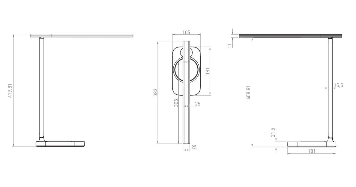 Kép 9/9 - Lámpa Asztali BRESSI 8W, 450lm, AC220-240V, 3-CCT, Wireless töltő, USB, PF>0,5, RA>80, szürke