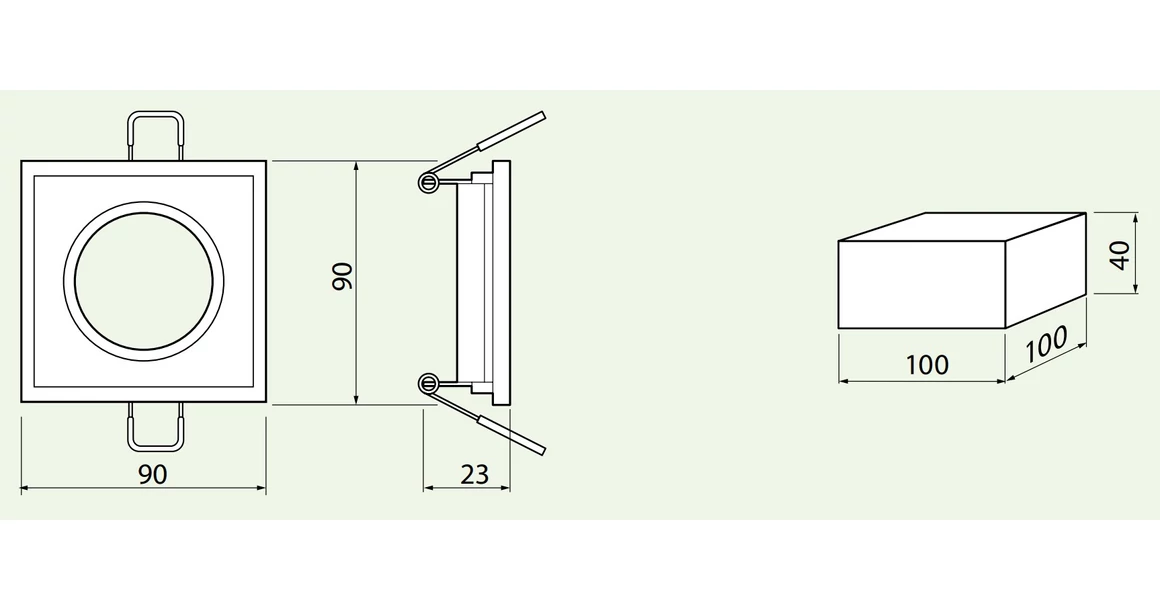 Kép 2/2 - Lámpa Mennyezeti lámpatest BRILLANTE, üveg, fekete kristály, négyzet (+ izzó foglalat MR11, MR16, JCDR)