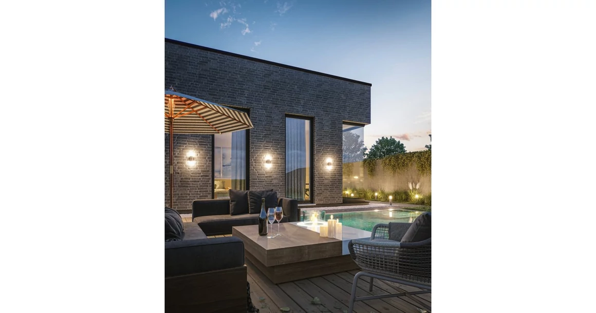 Kép 3/8 - Lámpa Kerti lámpatest CORTA-AUD,2xE27,2xMAX.25W,IP44,AC220-240V,50-60Hz,falra szerelhető fel/le, grafit