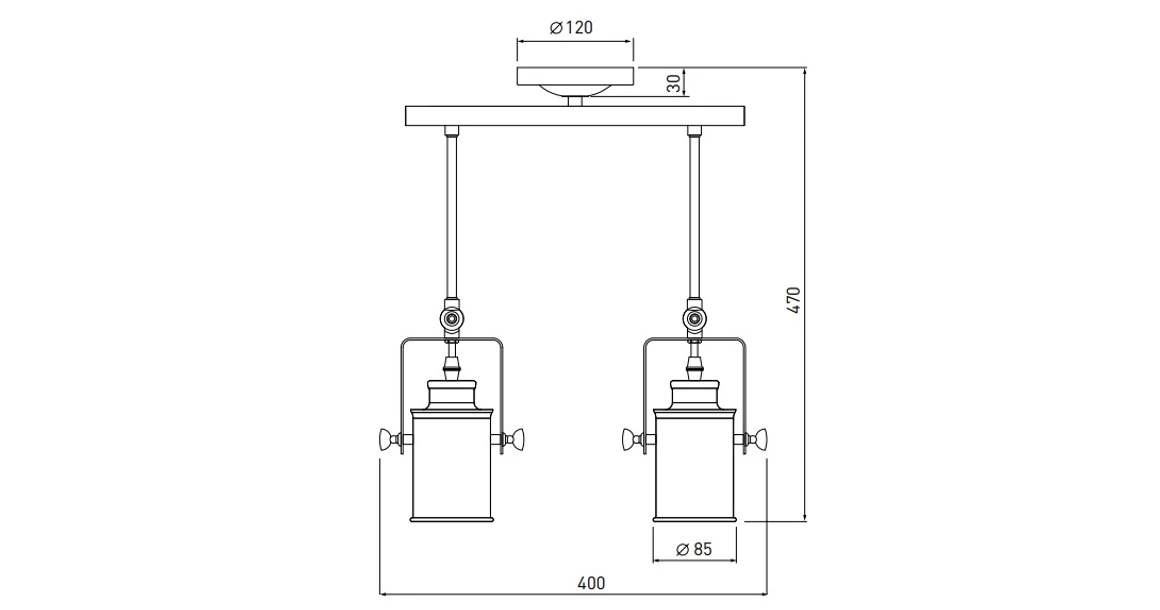 Kép 2/2 - Lámpa Mennyezeti lámpatest DEMIR 2,3994, AC220-240V, 50/60Hz, 2*E27, IP20, dupla, fekete