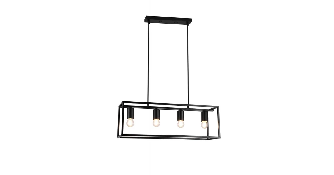 Kép 1/5 - Lámpa Mennyezeti lámpatest DIU4, 3635, AC220-240V, 50/60Hz, 4*E27, IP20, 60CMX18CMX20CM, négyszeres, fekete