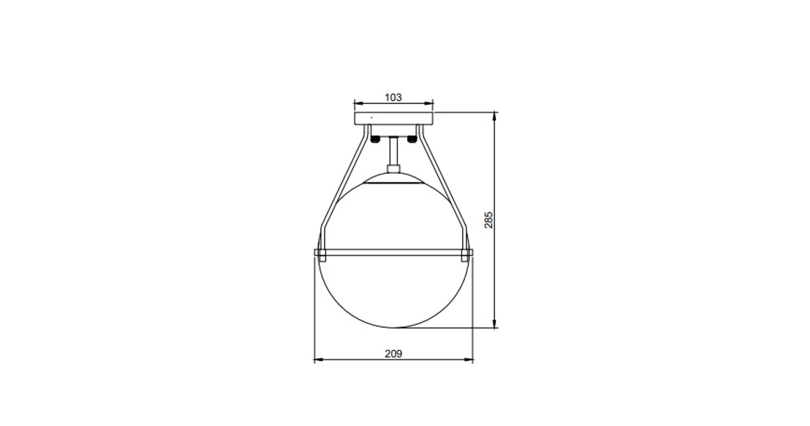 Kép 2/2 - Lámpa Mennyezeti lámpatest DROP , 7165, AC220-240V, 50/60Hz, 1*E27, max.25W, átmérő 21 cm, fekete