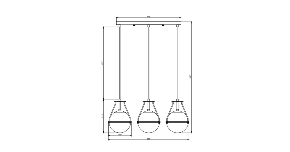 Kép 5/5 - Lámpa Mennyezeti lámpatest DROP 3 , 7134, AC220-240V, 50/60Hz, 3*E14, max.25W, átmérő  68 cm, fekete