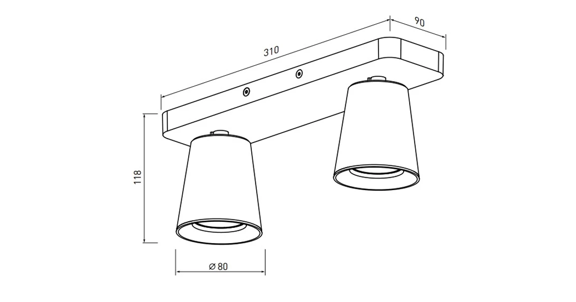 Kép 3/3 - Lámpa Mennyezeti lámpatest Elli,4489, AC220-240V, 50/60 Hz, IP 20 2*GU10 ,max. 20 W, dupla, fehér