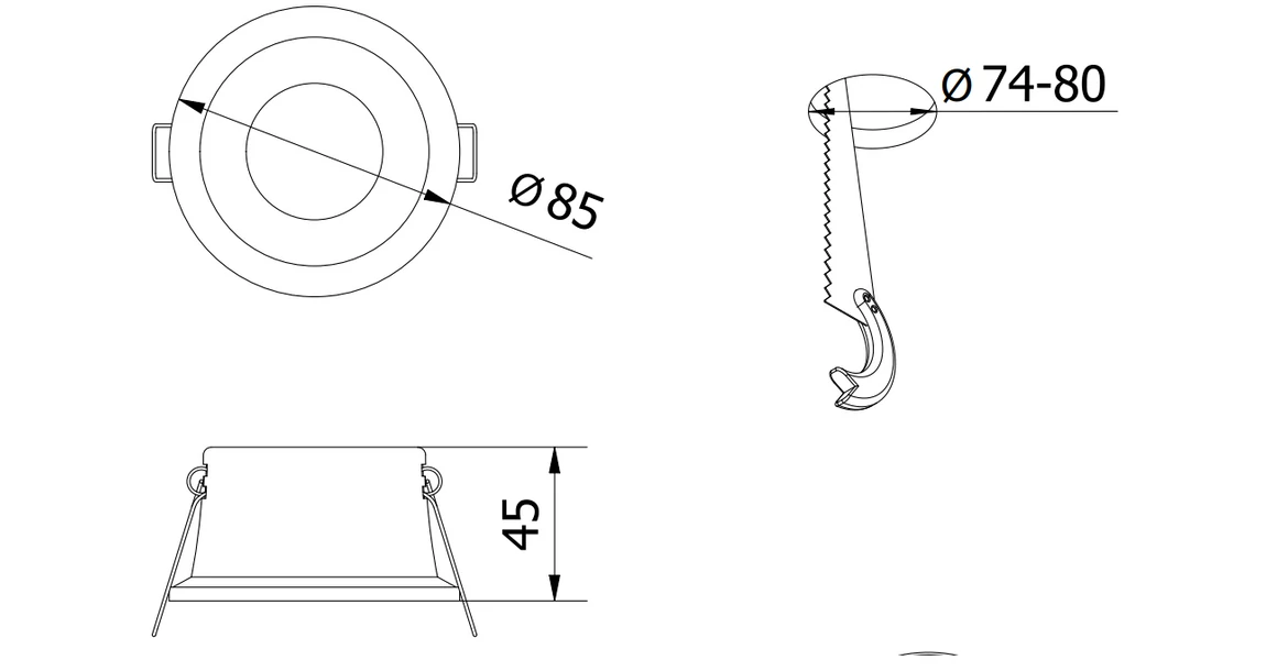 Kép 4/4 - Lámpa Mennyezeti lámpatest ELVA, IP54, Ø85x45mm,kör, fehér/fekete