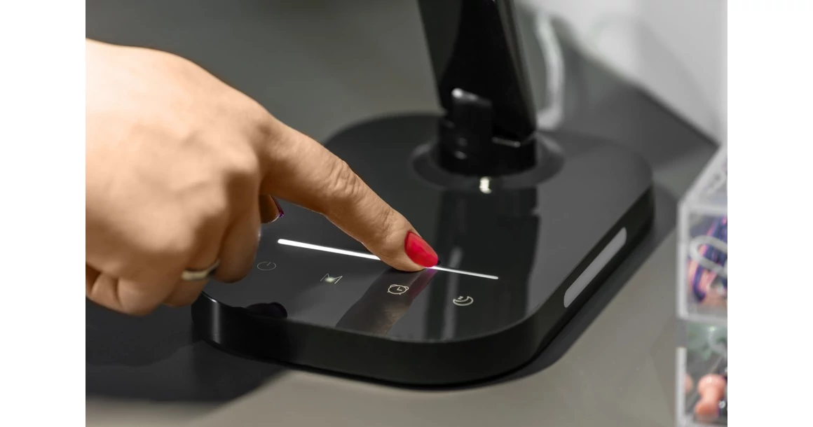 Kép 3/11 - Lámpa Asztali GALE 8W, 550lm, AC220-240V, 5-CCT, 10 fokozatú fényerő, PF>0,5,RA>80, fekete