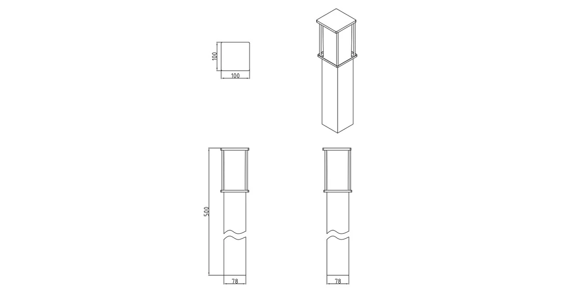 Kép 3/3 - Lámpa Kerti lámpatest KEMI-P 50, E27, MAX.15W, IP44, AC220-240V, 50-60Hz, pole, grafit
