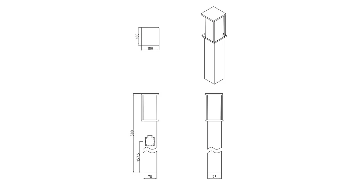 Kép 5/5 - Lámpa Kerti lámpatest KEMI-P 50, E27, MAX.15W, IP44, AC220-240V, 50-60Hz, max. 2500W, pole, grafit
