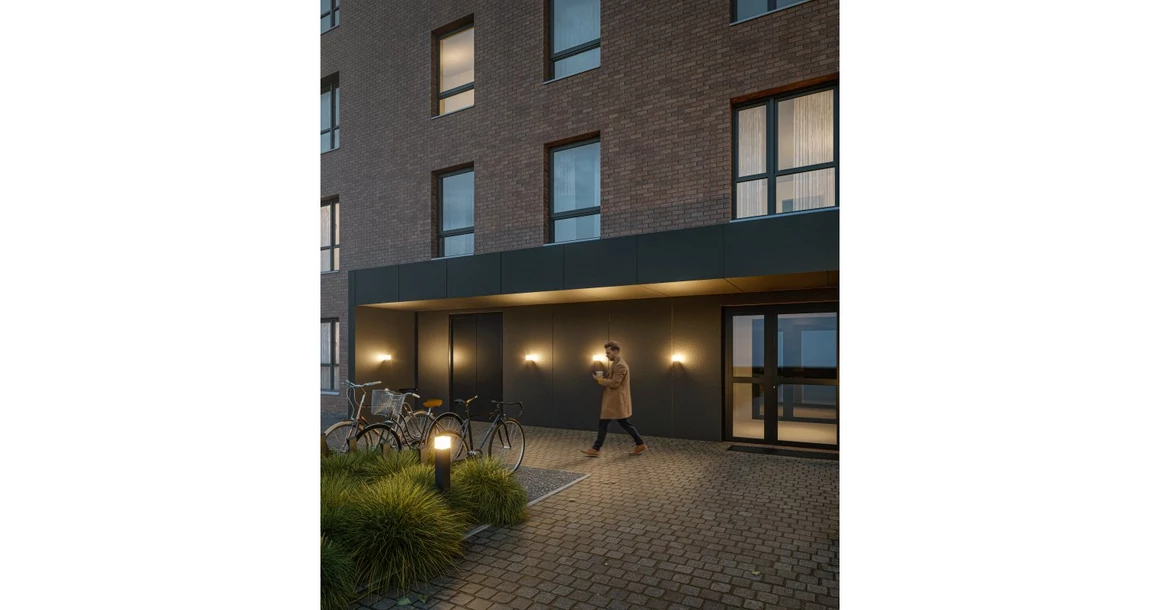 Kép 2/5 - Lámpa Kerti lámpatest LARGO-AU, E27, max.15W, IP44, AC220-240V, 50-60Hz, falra szerelhető, grafit