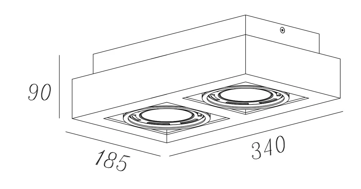 Kép 2/2 - Lámpa Mennyezeti lámpatest Loid,4700,AC220-240V, 50/60 Hz, IP 20,2*GU10,ES11, dupla,fekete