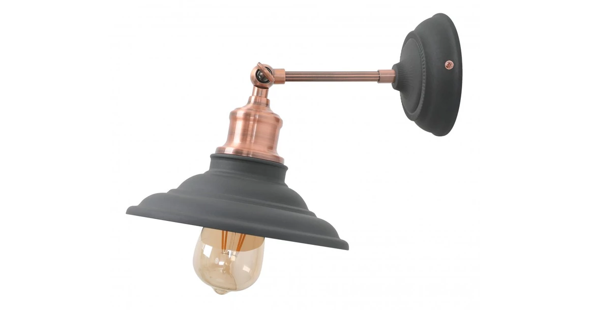 Kép 1/3 - Lámpa Fali lámpatest LORET,7727,AC220-240V,50/60Hz,1*E27,max.40W,IP20,átmérő 20cm,egyes,fekete