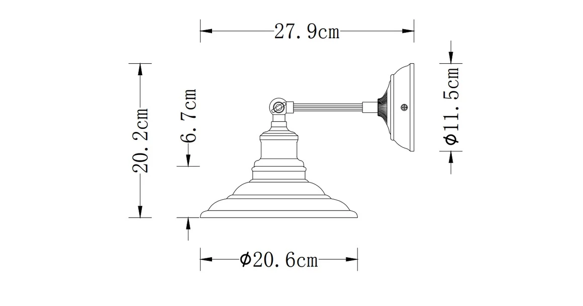 Kép 3/3 - Lámpa Fali lámpatest LORET,7727,AC220-240V,50/60Hz,1*E27,max.40W,IP20,átmérő 20cm,egyes,fekete