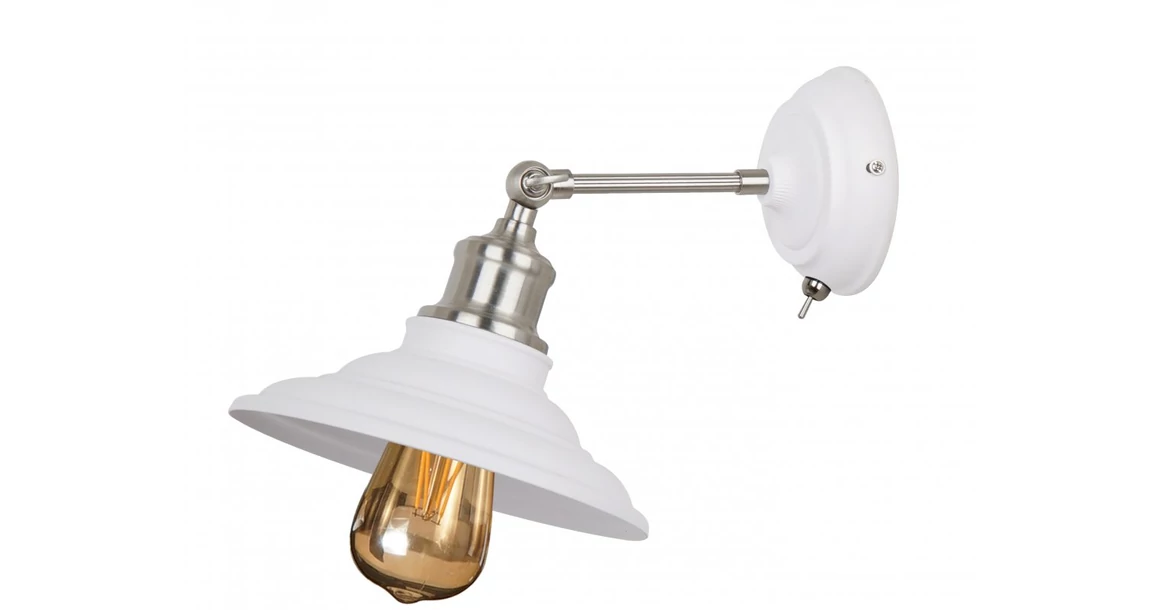 Kép 1/5 - Lámpa Fali lámpatest LORET+ kapcsolóval,8267,AC220-240V,50/60Hz,1*E27,max.40W,átmérő20cm,egyes,fehér