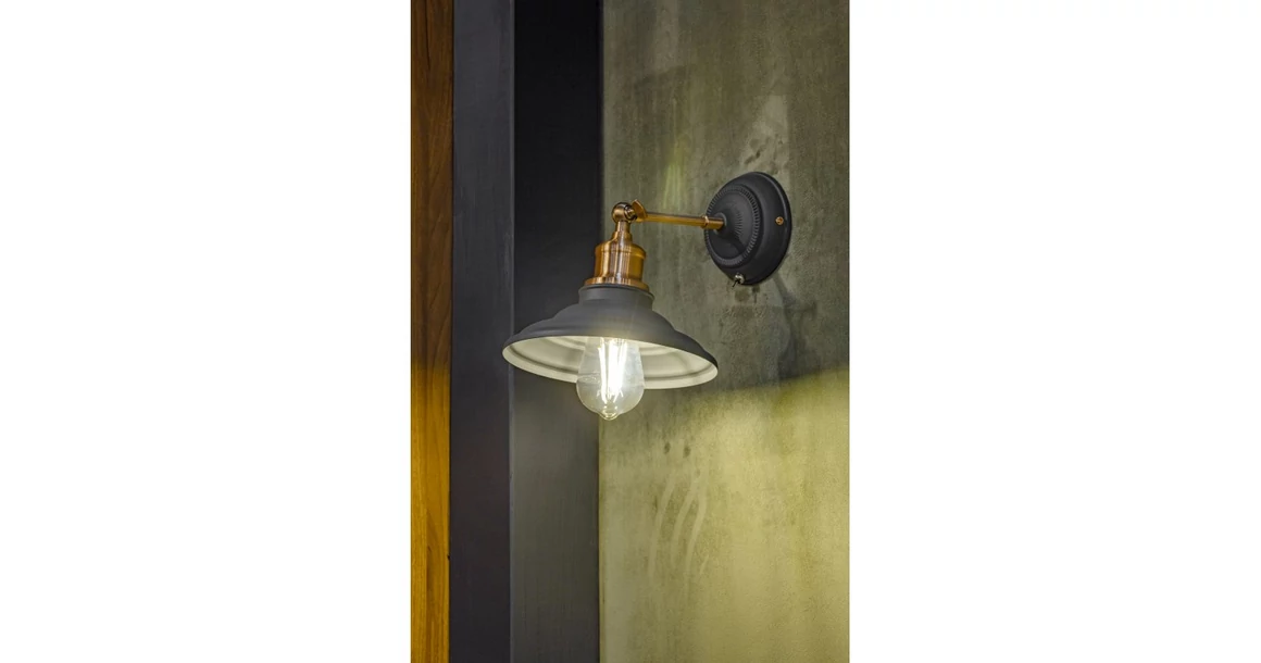 Kép 3/4 - Lámpa Fali lámpatest LORET+ kapcsolóval,7901,AC220-240V,50/60Hz,1*E27,max.40W,átmérő20cm,egyes,fekete