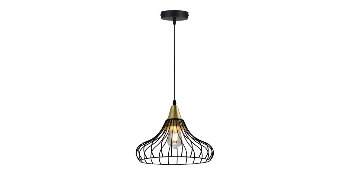 Kép 1/3 - Lámpa Mennyezeti lámpatest LOTTE,2622,AC220-240V,50/60Hz,1*E27,IP20,átmérő 33cm,egyes,fekete/arany