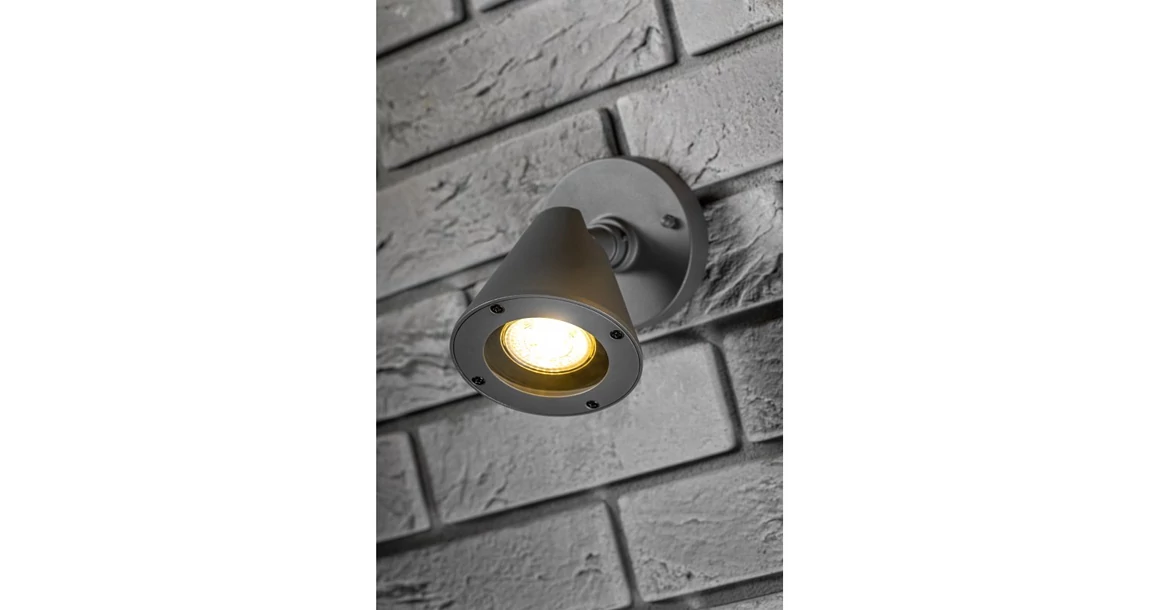 Kép 2/4 - Lámpa Kerti lámpatest  LUSTINO-D, GU10, max.20W, IP44, AC220-240V, 50-60Hz, falra szerelhető, grafit