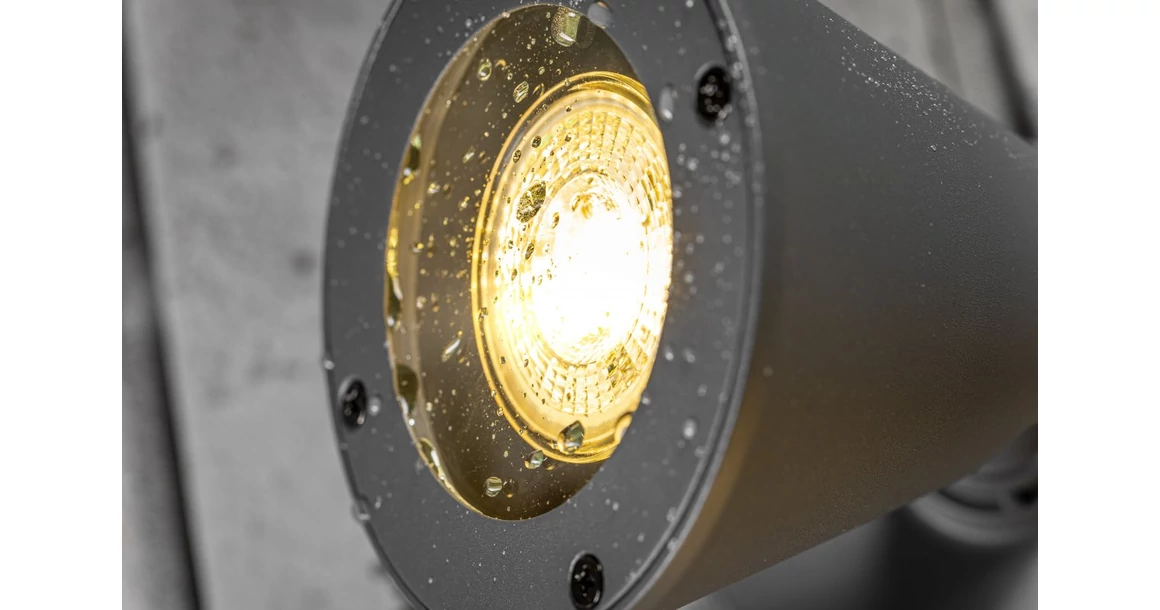 Kép 3/4 - Lámpa Kerti lámpatest  LUSTINO-D, GU10, max.20W, IP44, AC220-240V, 50-60Hz, falra szerelhető, grafit