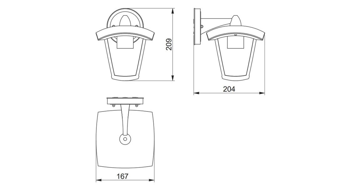 Kép 3/3 - Lámpa Kerti lámpatest MARINA-AD, E27, MAX.20W, IP54, AC220-240V, 50-60Hz, lefelé sugárzó fény, fekete