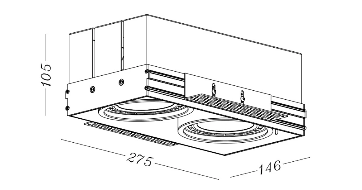 Kép 5/5 - Lámpa Mennyezeti lámpatest Milo,4755,AC220-240V, 50/60 Hz, 2* GU10, ES111,IP 20, süllyesztett, keret nélküli fekete