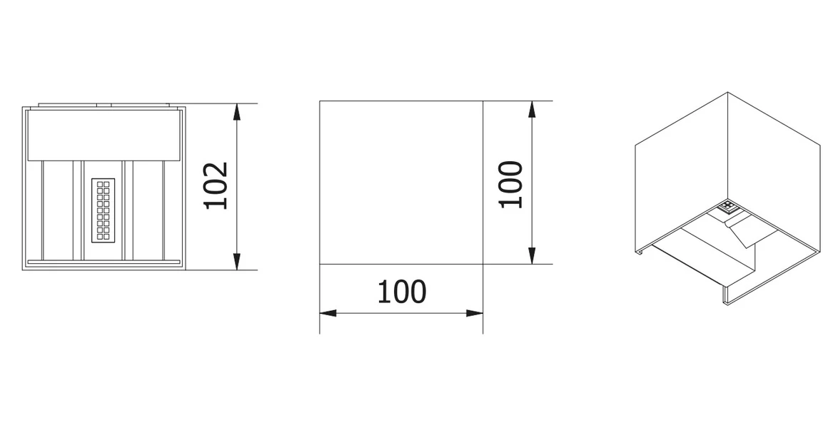 Kép 5/5 - Lámpa Fali lámpa MISSOURI-K, 7W, 540lm, AC220-240V, 50/60 Hz, PF>0,5 ,Ra≥80, IP54, IK08, 4000K, négyzet, fekete