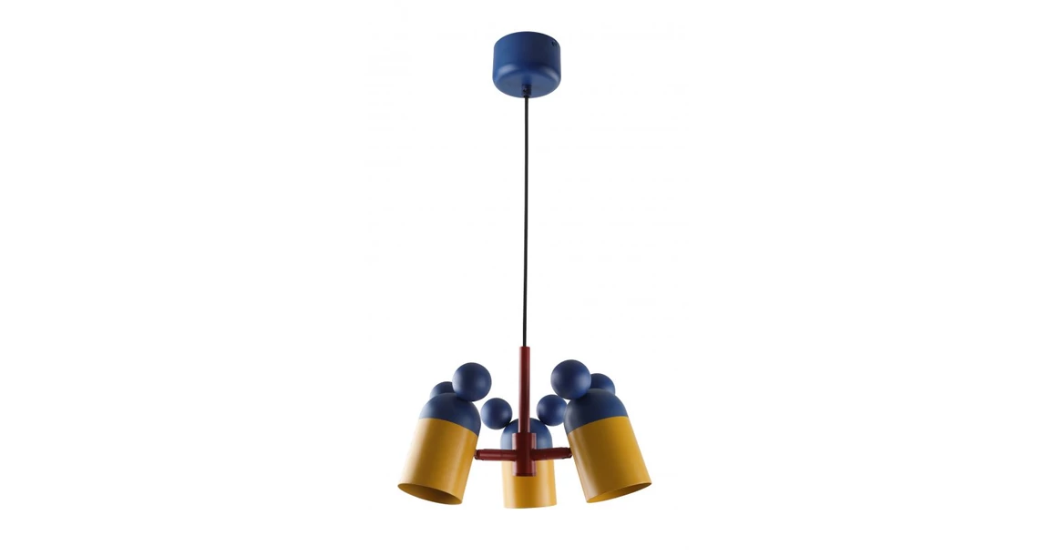 Kép 1/5 - Lámpa Mennyezeti lámpatest MOUSE II, 1854, max.250V, 50/60Hz, 3*E27, max.25 W, IP20, átmérő 30 cm, sötétkék/arany