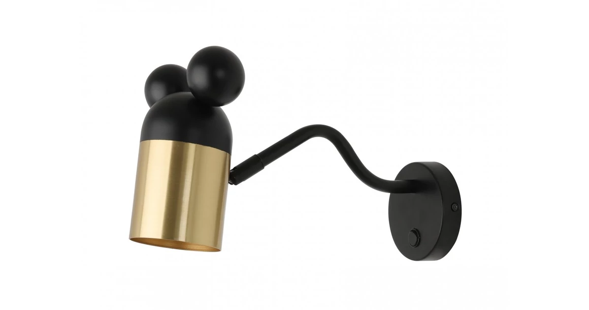 Kép 1/3 - Lámpa Fali lámpatest MOUSE, 4763, max250V, 50/60Hz, 1*E27,  max.25 W, IP20, átmérő 8 cm, fekete/arany