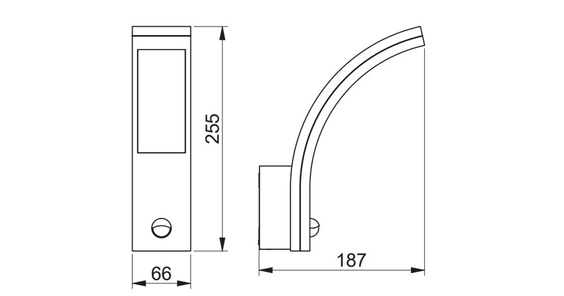 Kép 11/11 - Lámpa Fali lámpa PARIS mozgásérzékelővel ,10W, 900 lm, IP54, AC220-240V, 50/60Hz, fénykibocsátás 140°, hatótávolság 9m,4000K, fehér