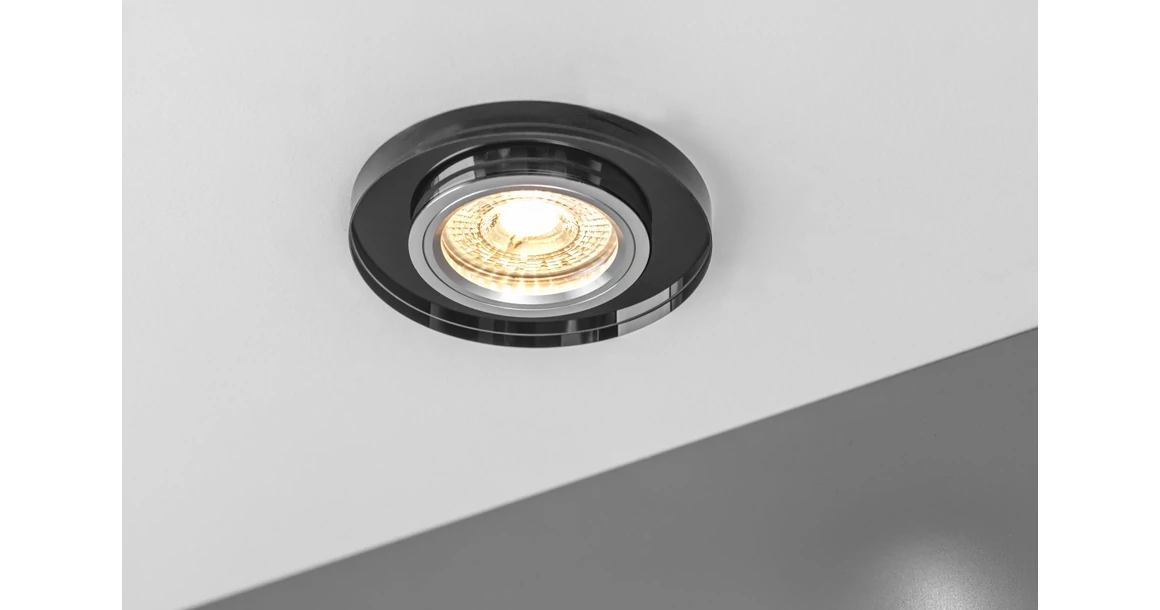 Kép 2/3 - Lámpa Mennyezeti lámpatest PALACE II, IP20, kör,  fekete, üveg