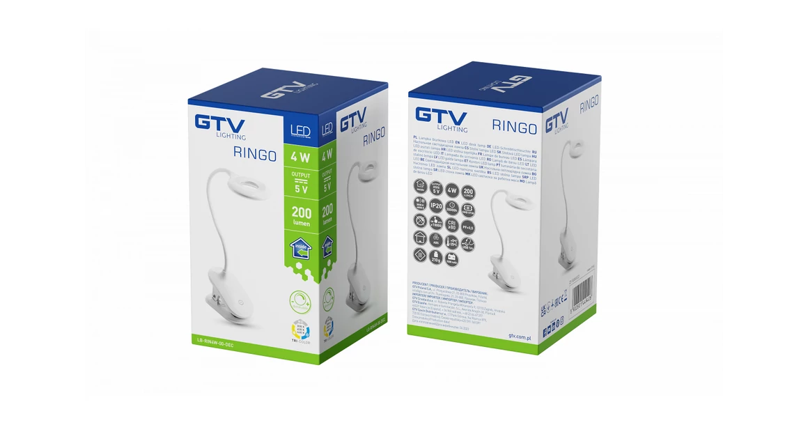 Kép 5/6 - Lámpa Asztali RINGO, 4W, 200lm.DC5V, 1A, 3000K-6000K, 3-CCT, bat.1200 mAh, Ra>80, fényerő-szabályozás, fehér