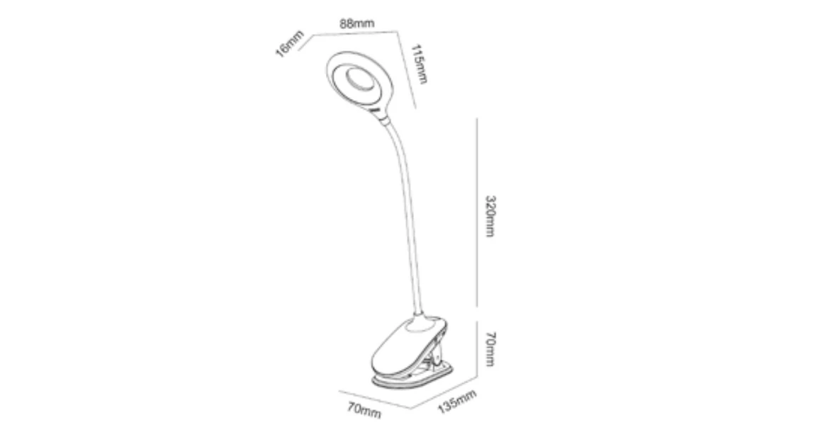 Kép 6/6 - Lámpa Asztali RINGO, 4W, 200lm.DC5V, 1A, 3000K-6000K, 3-CCT, bat.1200 mAh, Ra>80, fényerő-szabályozás, fehér