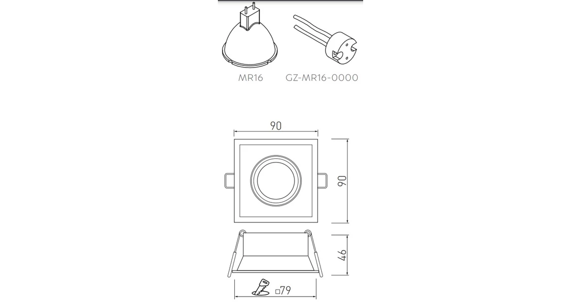 Kép 3/3 - Lámpa Mennyezeti lámpatest SALTO, IP20, négyzet, fehér (öntött alumínium)