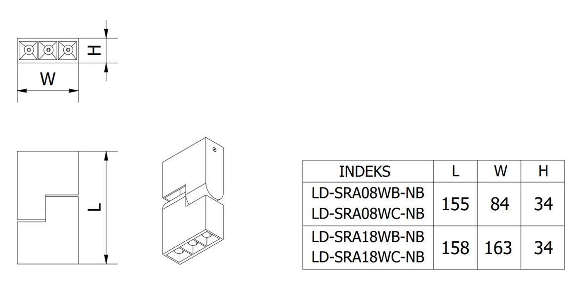 Kép 2/2 - Lámpa Mennyezeti lámpatest SIERRA 18W 1620lm, AC220-240V, 50/60 Hz, PF>0,9, Ra≥80, IP20, IK08,4000K, 48°, fehér