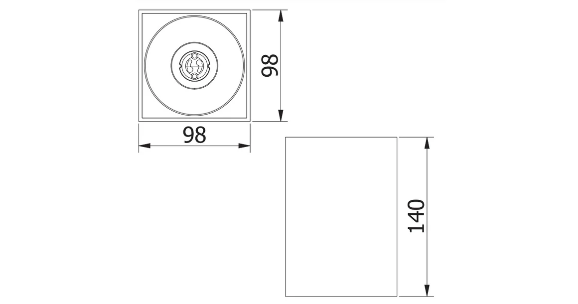 Kép 4/4 - Lámpa Mennyezeti lámpatest TENSA, aluminium, 90x90x140 mm, IP20, GU10 max. 20W, négyzet, fehér