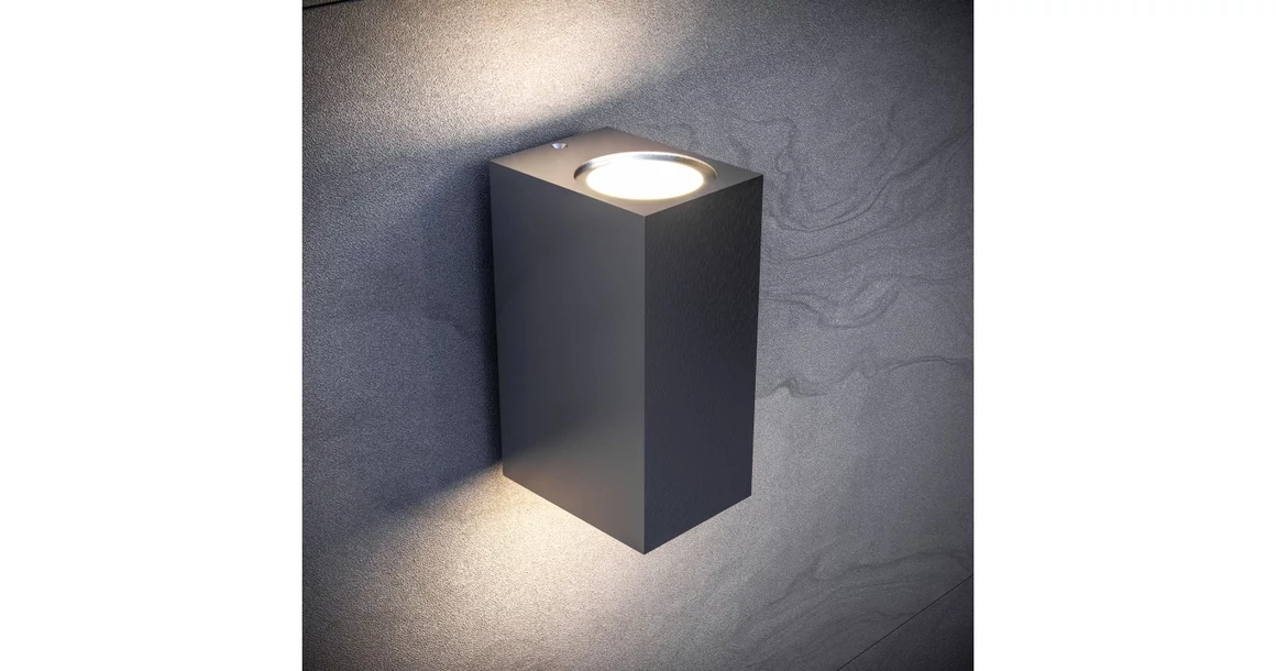 Kép 2/4 - Lámpa Fali lámpa TIAGO négyzet, 2 irányú, GU10, MAX.2x35W, IP54 AC220-240V, 50/60Hz, fekete