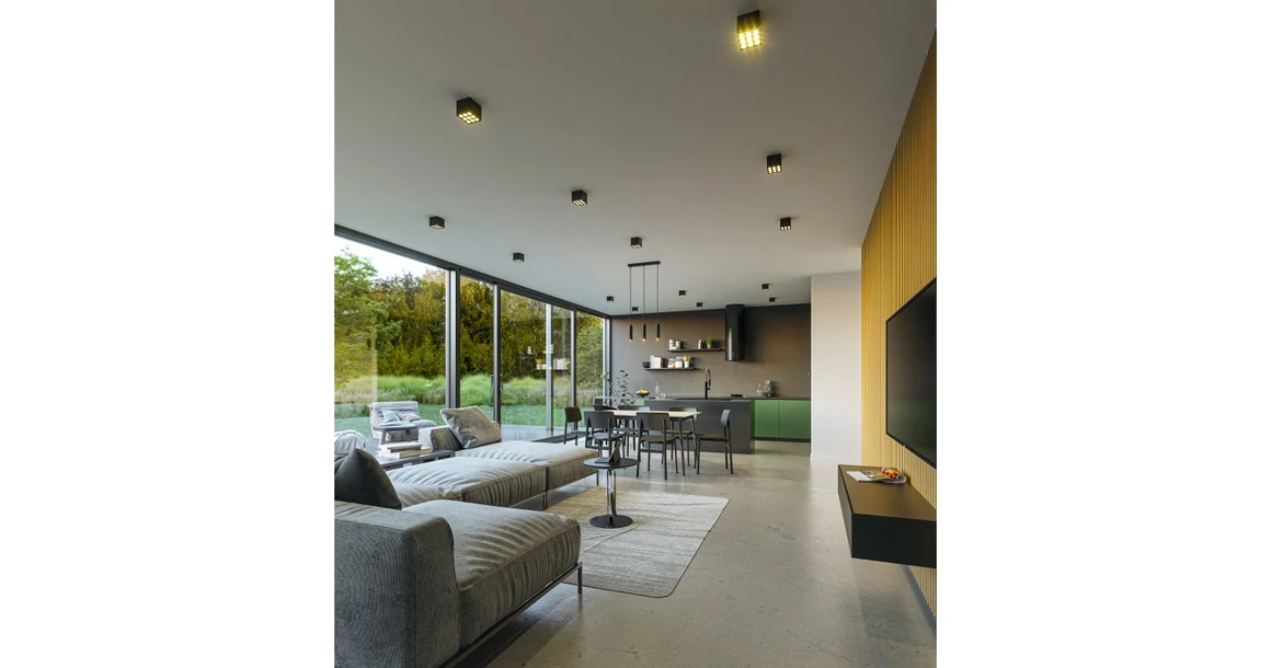 Kép 3/8 - Lámpa Mennyezeti lámpatest TRESOS II, 3xGU10, aluminum, IP20, max. 3x20W, fekete