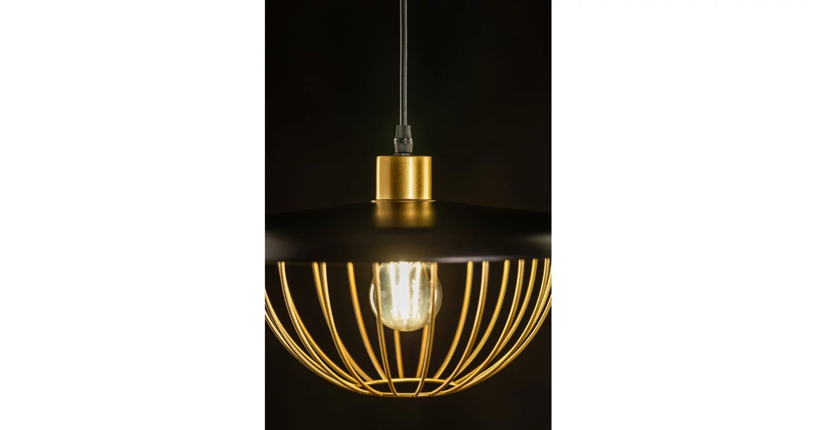 Kép 2/6 - Lámpa Mennyezeti lámpatest TULIP,3444,AC220-240V,50/60Hz,1*E27,IP20,átmérő 36cm,egyes,fekete/arany
